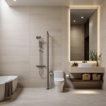 3-bedroom pool villas & townhomes near Laguna in Cherng Talay, Phuket bathroom with bathtub and large mirror PSV-CHE-1608