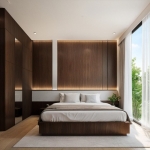 3-bedroom pool villas & townhomes near Laguna in Cherng Talay, Phuket bedroom with wooden panels PSV-CHE-1608