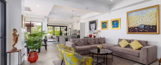 3-bedroom pool villa in Laguna, open plan living, dining and kitchen area PSV-LAG-1579