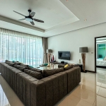 4-bedroom pool villa near Friendship Beach in Rawai, Phuket living area with tv and pool access PSV-RAW-1590