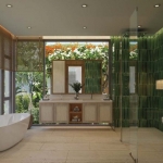 4-bedroom pool villas in Bang Jo, Cherng Talay, Phuket bathroom with green tiles and bathtub PSV-CHE-1586