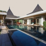 4-bedroom pool villas in Bang Jo, Cherng Talay, Phuket exterior of villa showing large pool PSV-CHE-1586