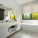 4-bedroom pool villa near Rawai & Nai Harn Beaches in Phuket all white bathroom with his & hers sink and bathtub PSV-RAW-1602